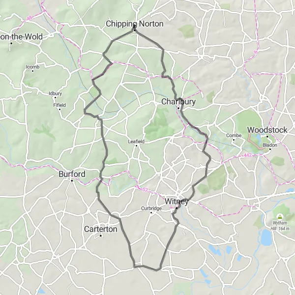Map miniature of "The Cotswold Loop" cycling inspiration in Berkshire, Buckinghamshire and Oxfordshire, United Kingdom. Generated by Tarmacs.app cycling route planner