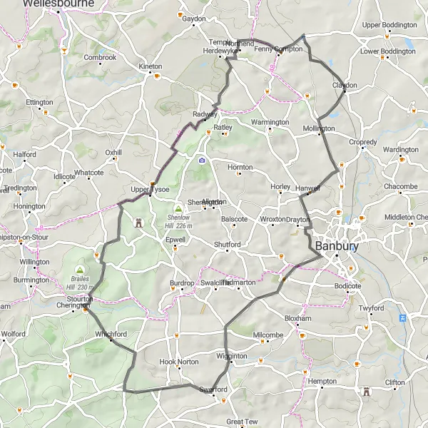 Map miniature of "The Undulating Road Adventure" cycling inspiration in Berkshire, Buckinghamshire and Oxfordshire, United Kingdom. Generated by Tarmacs.app cycling route planner