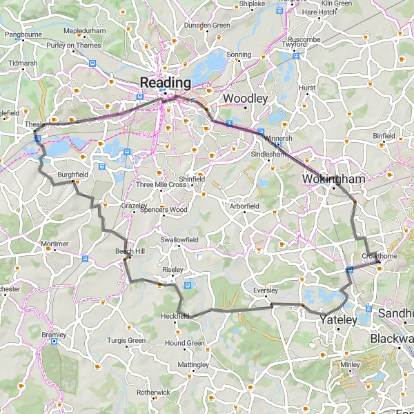 Map miniature of "Charming Countryside Road Loop" cycling inspiration in Berkshire, Buckinghamshire and Oxfordshire, United Kingdom. Generated by Tarmacs.app cycling route planner
