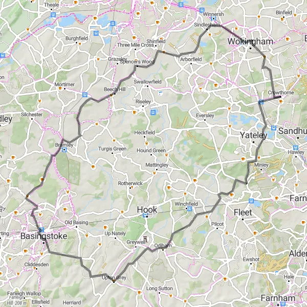 Map miniature of "Scenic Countryside Ride" cycling inspiration in Berkshire, Buckinghamshire and Oxfordshire, United Kingdom. Generated by Tarmacs.app cycling route planner