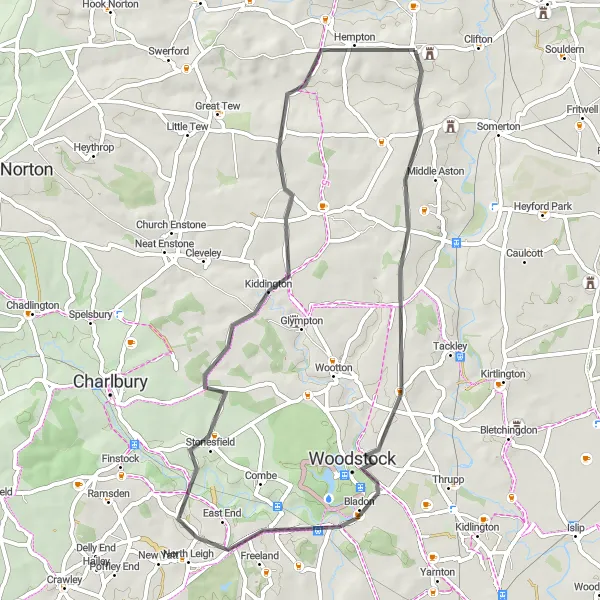 Map miniature of "Oxfordshire Road Explorer" cycling inspiration in Berkshire, Buckinghamshire and Oxfordshire, United Kingdom. Generated by Tarmacs.app cycling route planner