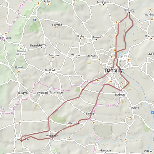 Map miniature of "Scenic Gravel Odyssey" cycling inspiration in Berkshire, Buckinghamshire and Oxfordshire, United Kingdom. Generated by Tarmacs.app cycling route planner