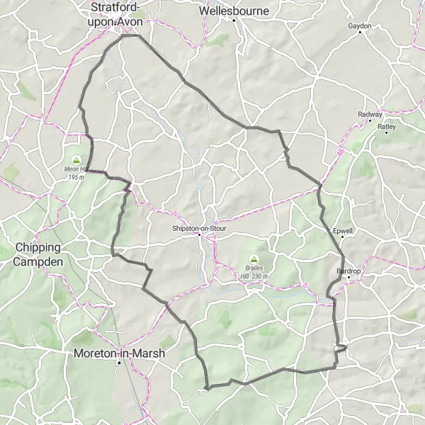 Map miniature of "Exploring Oxfordshire's Countryside" cycling inspiration in Berkshire, Buckinghamshire and Oxfordshire, United Kingdom. Generated by Tarmacs.app cycling route planner