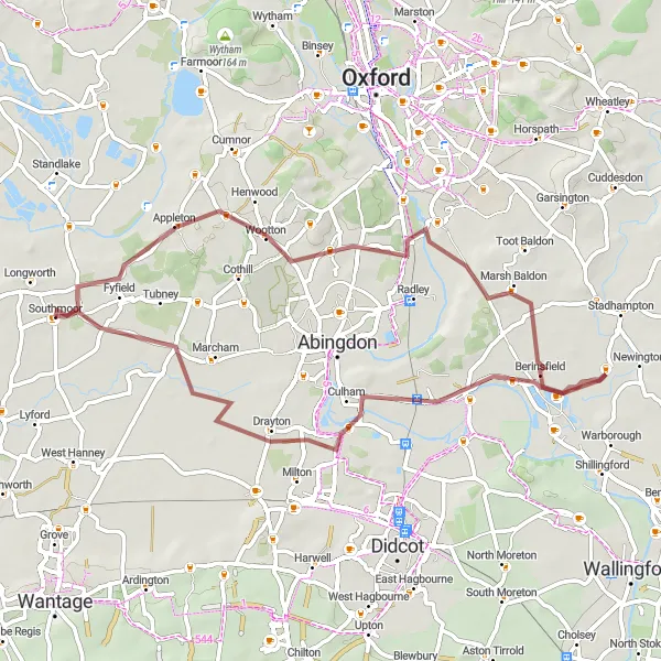 Map miniature of "The Gravel Adventure" cycling inspiration in Berkshire, Buckinghamshire and Oxfordshire, United Kingdom. Generated by Tarmacs.app cycling route planner