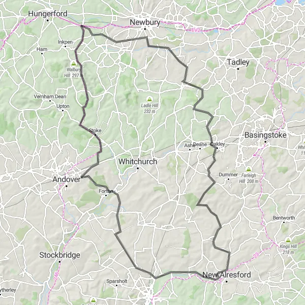 Map miniature of "The Buckinghamshire Grand Tour" cycling inspiration in Berkshire, Buckinghamshire and Oxfordshire, United Kingdom. Generated by Tarmacs.app cycling route planner
