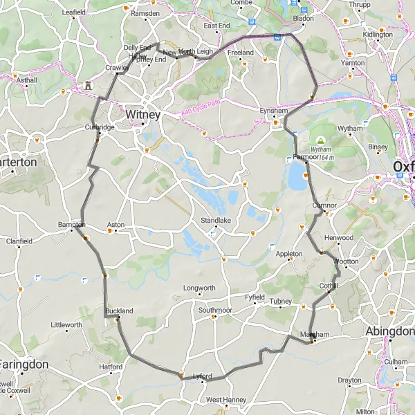 Map miniature of "Charney Bassett and Beacon Hill Adventure" cycling inspiration in Berkshire, Buckinghamshire and Oxfordshire, United Kingdom. Generated by Tarmacs.app cycling route planner