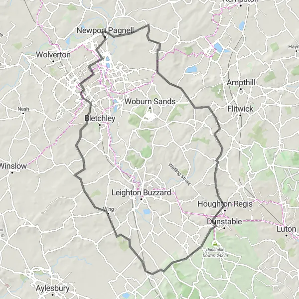 Map miniature of "Picturesque Road Cycling Adventure" cycling inspiration in Berkshire, Buckinghamshire and Oxfordshire, United Kingdom. Generated by Tarmacs.app cycling route planner