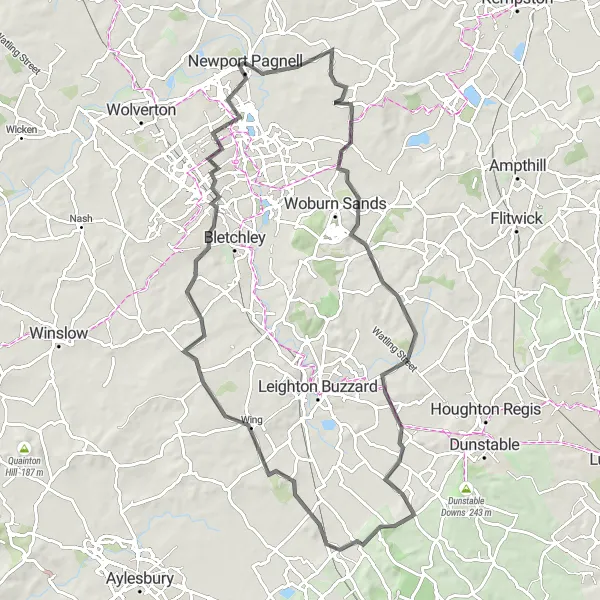 Map miniature of "Challenging Road Cycling Circuit" cycling inspiration in Berkshire, Buckinghamshire and Oxfordshire, United Kingdom. Generated by Tarmacs.app cycling route planner