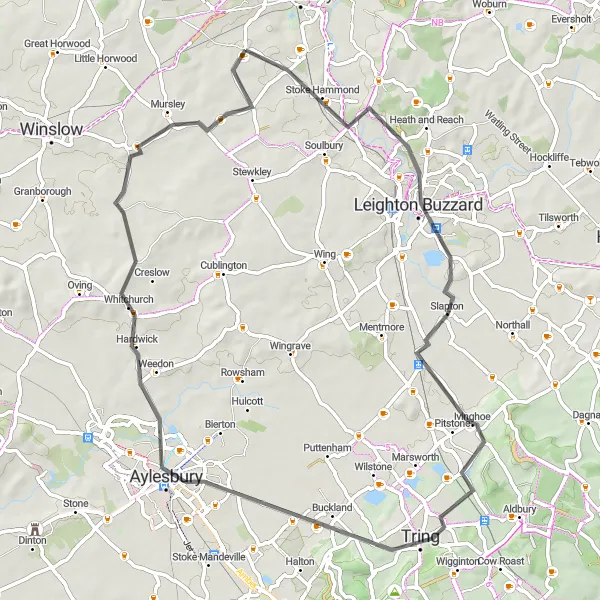 Map miniature of "Scenic Road Ride to Aylesbury" cycling inspiration in Berkshire, Buckinghamshire and Oxfordshire, United Kingdom. Generated by Tarmacs.app cycling route planner