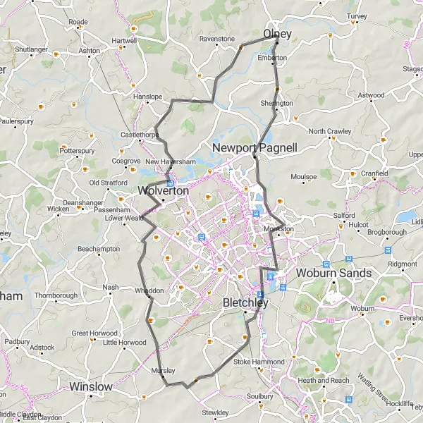 Map miniature of "Picturesque Countryside Loop" cycling inspiration in Berkshire, Buckinghamshire and Oxfordshire, United Kingdom. Generated by Tarmacs.app cycling route planner