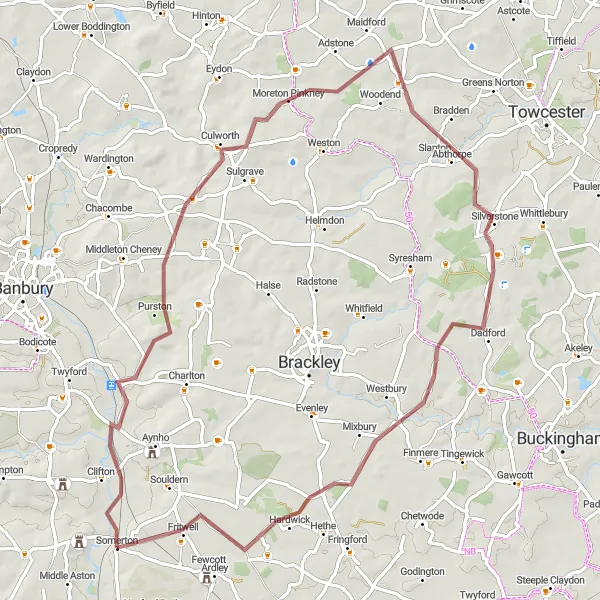 Map miniature of "Gravel Trail Adventure" cycling inspiration in Berkshire, Buckinghamshire and Oxfordshire, United Kingdom. Generated by Tarmacs.app cycling route planner