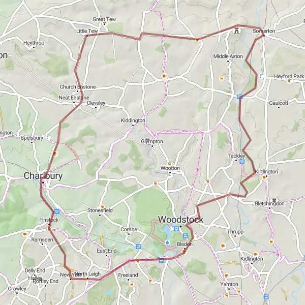 Map miniature of "The Gravel Odyssey" cycling inspiration in Berkshire, Buckinghamshire and Oxfordshire, United Kingdom. Generated by Tarmacs.app cycling route planner