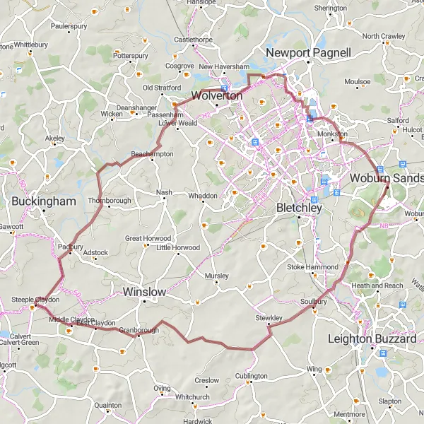 Map miniature of "The Hidden Viaduct" cycling inspiration in Berkshire, Buckinghamshire and Oxfordshire, United Kingdom. Generated by Tarmacs.app cycling route planner