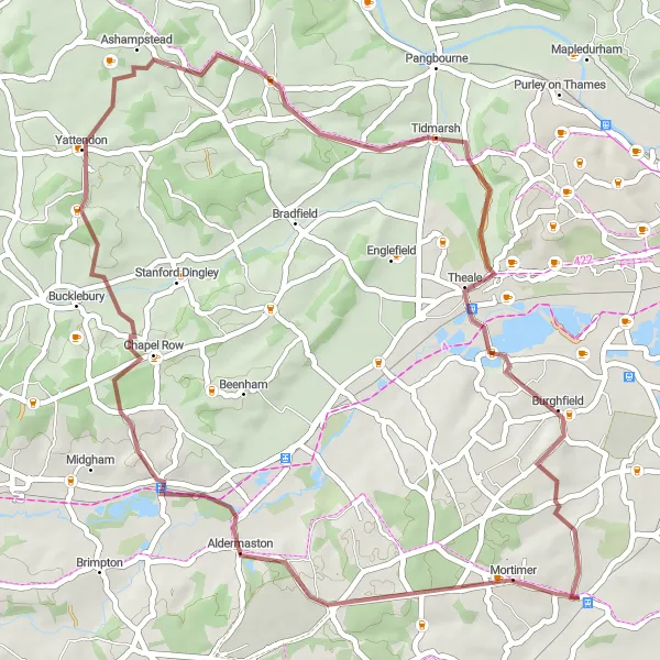 Map miniature of "Gravel Explorer" cycling inspiration in Berkshire, Buckinghamshire and Oxfordshire, United Kingdom. Generated by Tarmacs.app cycling route planner
