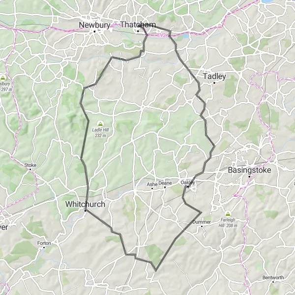 Map miniature of "Serene Countryside Road Cycling Route" cycling inspiration in Berkshire, Buckinghamshire and Oxfordshire, United Kingdom. Generated by Tarmacs.app cycling route planner