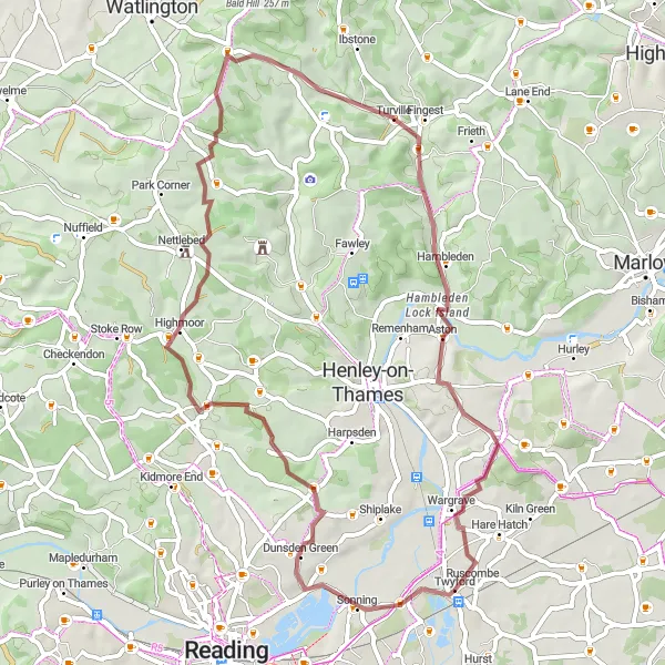 Map miniature of "The Rural Odyssey" cycling inspiration in Berkshire, Buckinghamshire and Oxfordshire, United Kingdom. Generated by Tarmacs.app cycling route planner