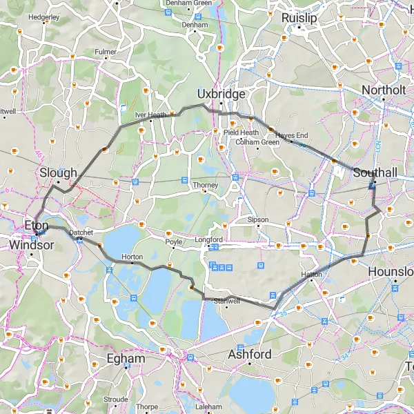 Map miniature of "Scenic Road Cycling Route to Eton" cycling inspiration in Berkshire, Buckinghamshire and Oxfordshire, United Kingdom. Generated by Tarmacs.app cycling route planner