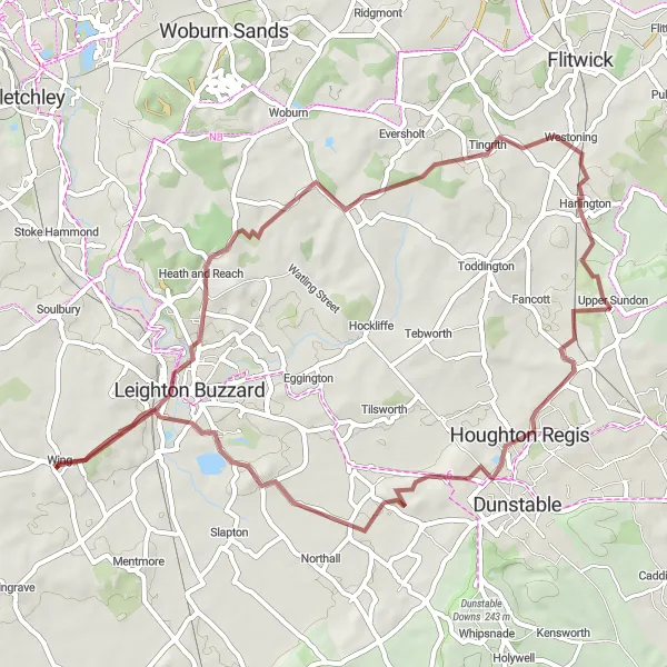 Map miniature of "The Gravel Escape" cycling inspiration in Berkshire, Buckinghamshire and Oxfordshire, United Kingdom. Generated by Tarmacs.app cycling route planner