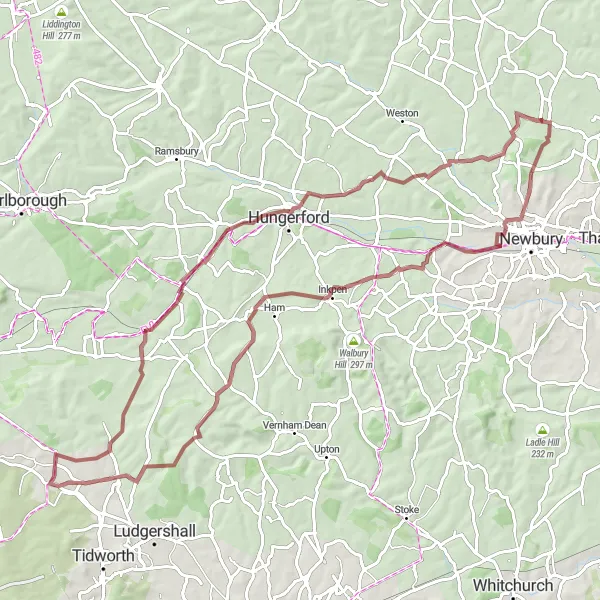 Map miniature of "Exploring the Riverside" cycling inspiration in Berkshire, Buckinghamshire and Oxfordshire, United Kingdom. Generated by Tarmacs.app cycling route planner