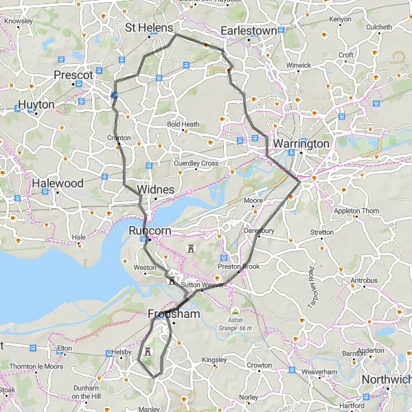 Map miniature of "Frodsham Exploration" cycling inspiration in Cheshire, United Kingdom. Generated by Tarmacs.app cycling route planner
