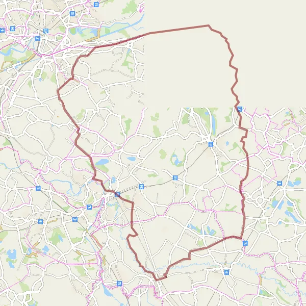 Map miniature of "Middlewich to Mobberley Gravel Cycling Route" cycling inspiration in Cheshire, United Kingdom. Generated by Tarmacs.app cycling route planner