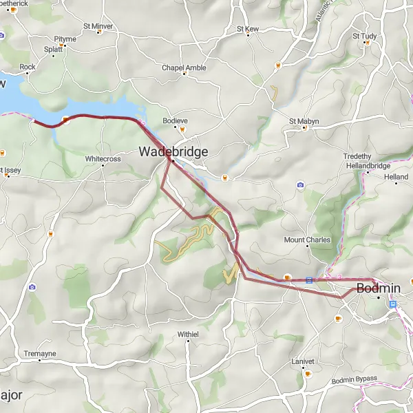 Map miniature of "Egloshayle to Wadebridge" cycling inspiration in Cornwall and Isles of Scilly, United Kingdom. Generated by Tarmacs.app cycling route planner