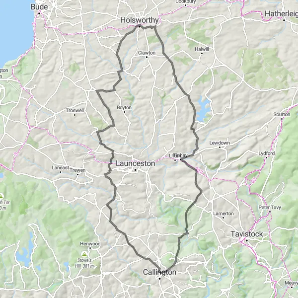 Map miniature of "Callington to Maders" cycling inspiration in Cornwall and Isles of Scilly, United Kingdom. Generated by Tarmacs.app cycling route planner