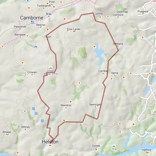 Map miniature of "Carn Marth Adventure" cycling inspiration in Cornwall and Isles of Scilly, United Kingdom. Generated by Tarmacs.app cycling route planner