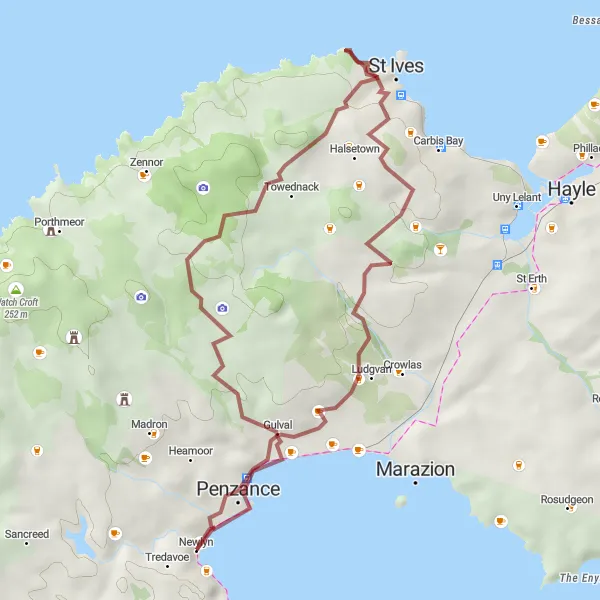 Map miniature of "Scenic Brunnion Gravel Route" cycling inspiration in Cornwall and Isles of Scilly, United Kingdom. Generated by Tarmacs.app cycling route planner