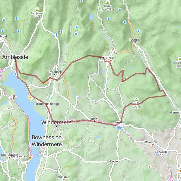 Map miniature of "The Sallow and Bardsea Circuit" cycling inspiration in Cumbria, United Kingdom. Generated by Tarmacs.app cycling route planner