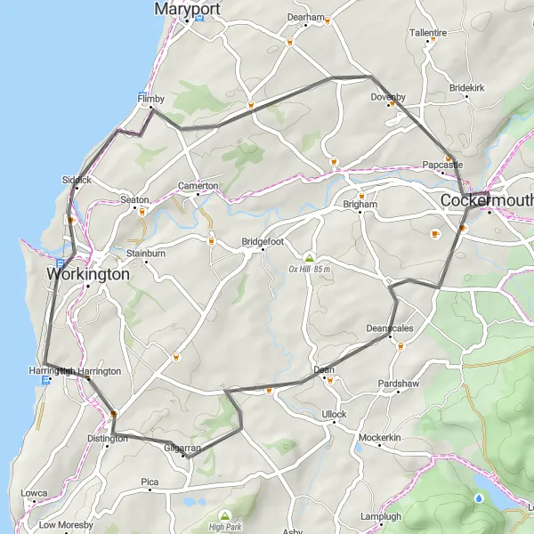 Map miniature of "The Crag Hill Loop" cycling inspiration in Cumbria, United Kingdom. Generated by Tarmacs.app cycling route planner