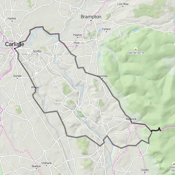 Map miniature of "The Hill Climber's Challenge" cycling inspiration in Cumbria, United Kingdom. Generated by Tarmacs.app cycling route planner