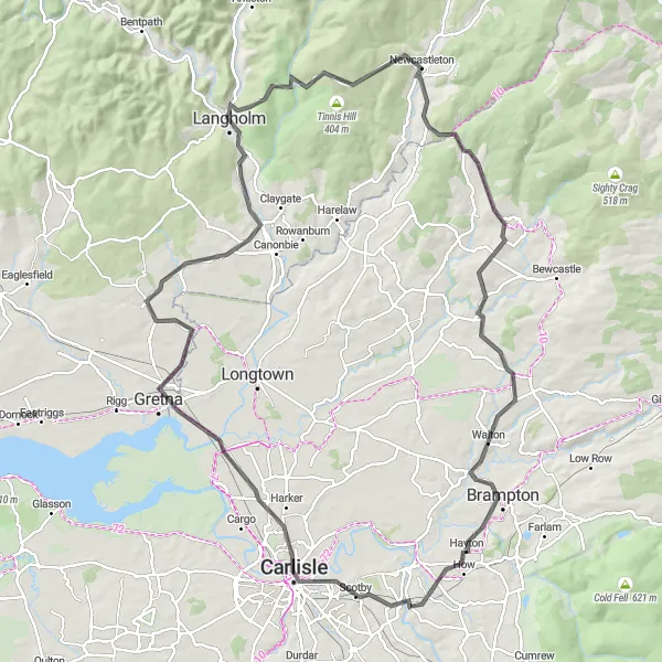 Map miniature of "Cumbria Loop" cycling inspiration in Cumbria, United Kingdom. Generated by Tarmacs.app cycling route planner