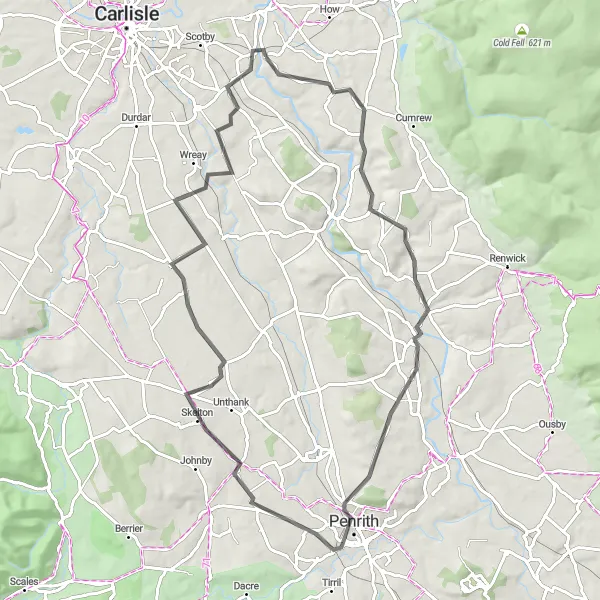 Map miniature of "Countryside Charm" cycling inspiration in Cumbria, United Kingdom. Generated by Tarmacs.app cycling route planner