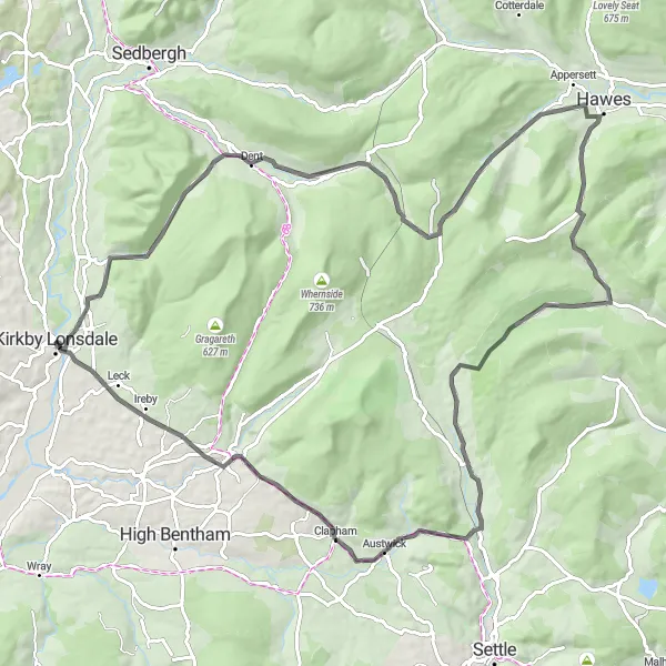 Map miniature of "Devil's Bridge Loop" cycling inspiration in Cumbria, United Kingdom. Generated by Tarmacs.app cycling route planner