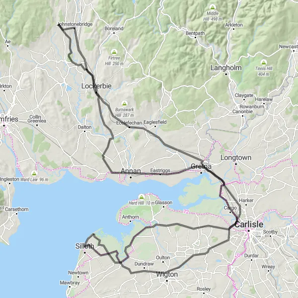 Map miniature of "Cultural Discovery" cycling inspiration in Cumbria, United Kingdom. Generated by Tarmacs.app cycling route planner