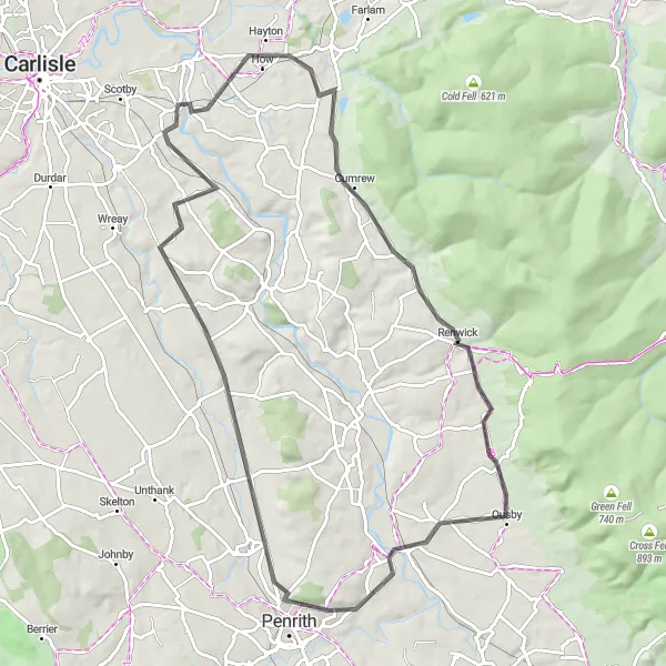 Map miniature of "Woodland Explorer" cycling inspiration in Cumbria, United Kingdom. Generated by Tarmacs.app cycling route planner