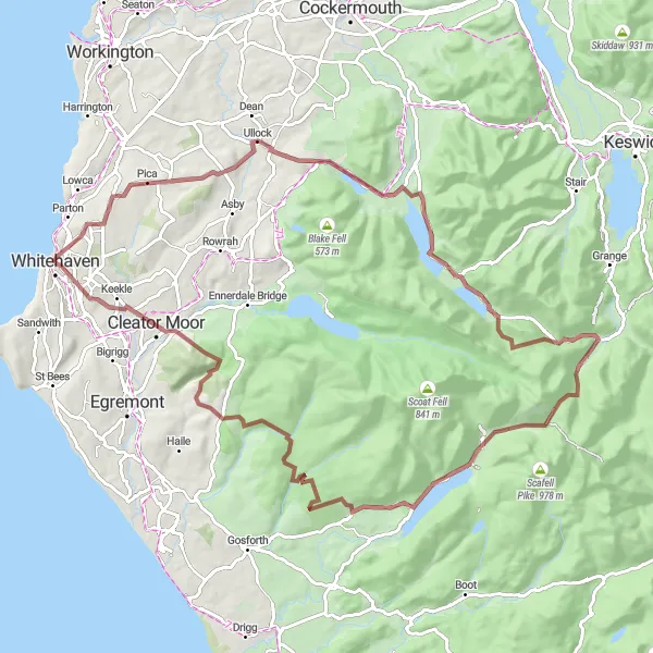 Map miniature of "The Gravel Adventure" cycling inspiration in Cumbria, United Kingdom. Generated by Tarmacs.app cycling route planner