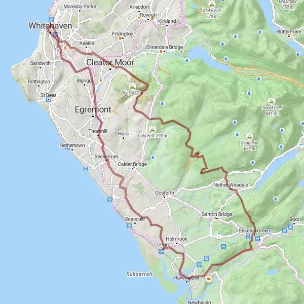 Map miniature of "Gravel Adventure - Lake District" cycling inspiration in Cumbria, United Kingdom. Generated by Tarmacs.app cycling route planner