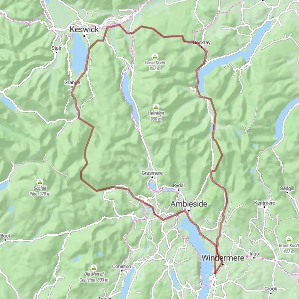 Map miniature of "Off-Road Adventure" cycling inspiration in Cumbria, United Kingdom. Generated by Tarmacs.app cycling route planner