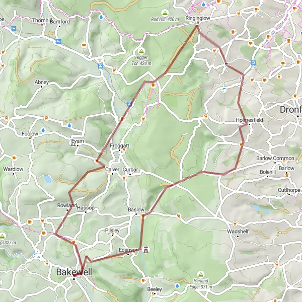 Map miniature of "Gravel Cycling Delight" cycling inspiration in Derbyshire and Nottinghamshire, United Kingdom. Generated by Tarmacs.app cycling route planner