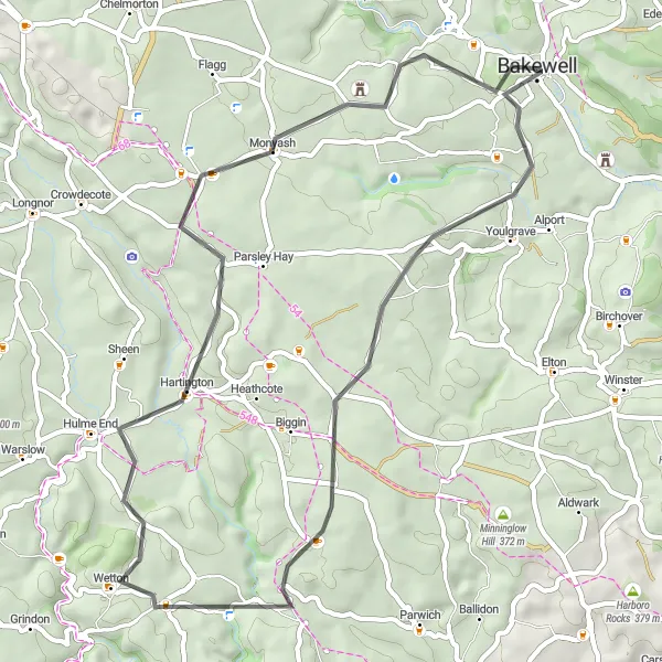 Map miniature of "Castles and Countryside" cycling inspiration in Derbyshire and Nottinghamshire, United Kingdom. Generated by Tarmacs.app cycling route planner