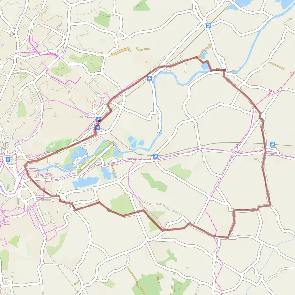 Map miniature of "Gedling & Windmill Hill Gravel Loop" cycling inspiration in Derbyshire and Nottinghamshire, United Kingdom. Generated by Tarmacs.app cycling route planner