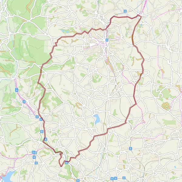 Map miniature of "The Gravel Explorer" cycling inspiration in Derbyshire and Nottinghamshire, United Kingdom. Generated by Tarmacs.app cycling route planner