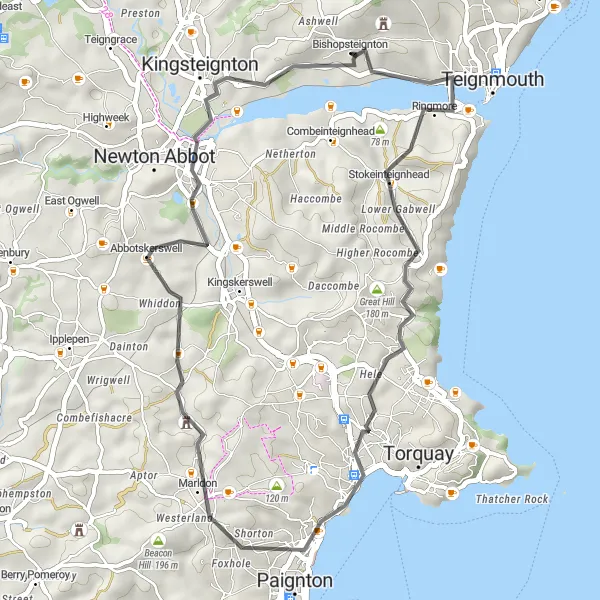 Map miniature of "The Stokeinteignhead Adventure" cycling inspiration in Devon, United Kingdom. Generated by Tarmacs.app cycling route planner