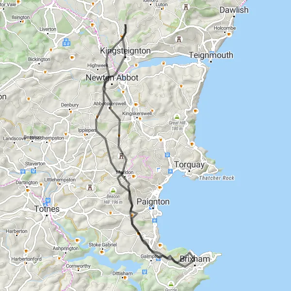 Map miniature of "Coastal Delights" cycling inspiration in Devon, United Kingdom. Generated by Tarmacs.app cycling route planner