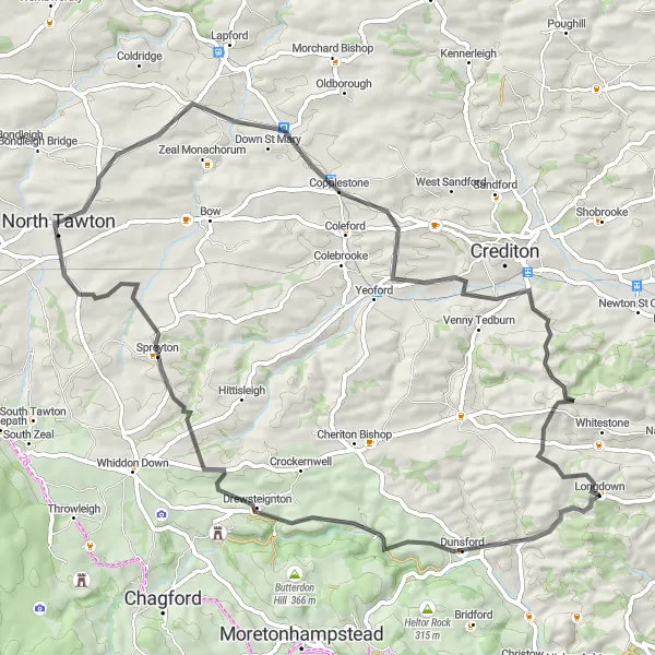 Map miniature of "The Ashridge Circuit" cycling inspiration in Devon, United Kingdom. Generated by Tarmacs.app cycling route planner