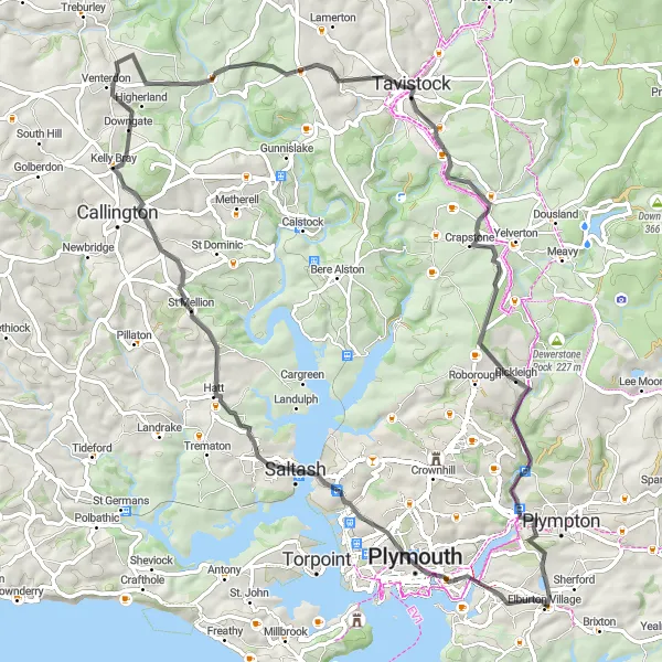 Map miniature of "Ply Jes Jungle" cycling inspiration in Devon, United Kingdom. Generated by Tarmacs.app cycling route planner