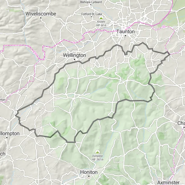 Map miniature of "Devonshire Delight" cycling inspiration in Devon, United Kingdom. Generated by Tarmacs.app cycling route planner