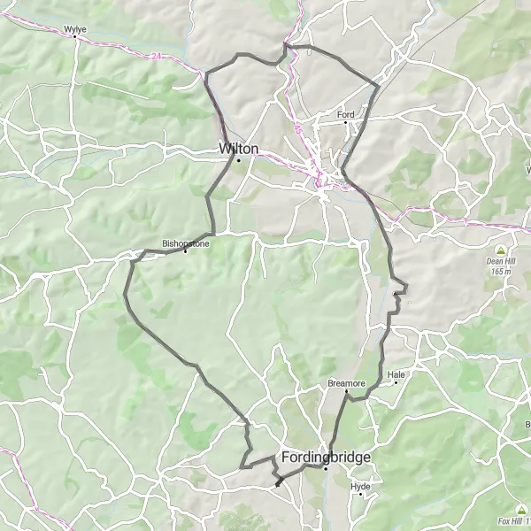 Map miniature of "Scenic Road Journey" cycling inspiration in Dorset and Somerset, United Kingdom. Generated by Tarmacs.app cycling route planner